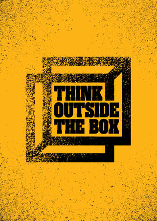 Think Outside The Box. Grunge Typography Inspiring Motivation Quote Illustration.のイラスト素材