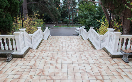 Vintage white stone staircase in high qualityの写真素材