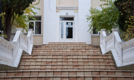 Vintage white stone staircase in high qualityの写真素材