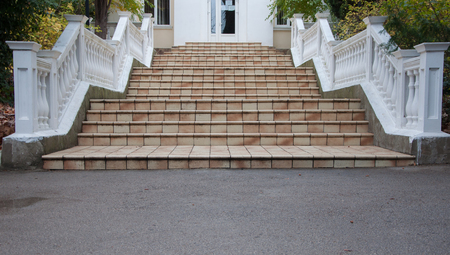 Vintage white stone staircase in high qualityの写真素材
