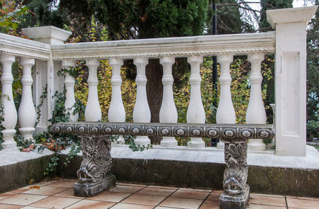 Vintage stone bench in high qualityの写真素材