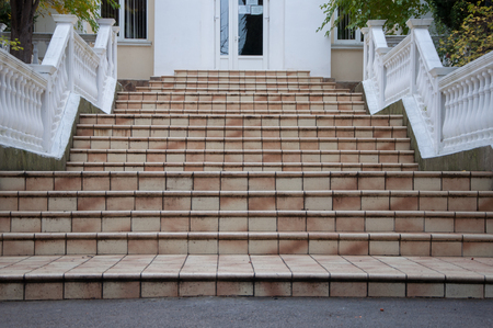 Vintage white stone staircase in high qualityの写真素材
