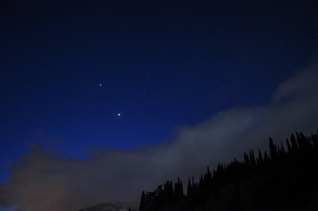 night sky with stars and clouds in high qualityの写真素材
