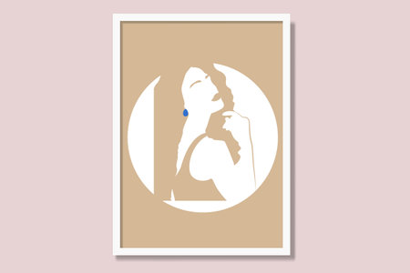 Poster with a silhouette of a beautiful woman in profile. Vector illustrationのイラスト素材