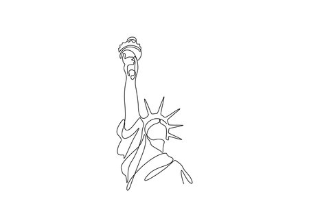 Continuous one line drawing of the Statue of Liberty. Vector illustrationのイラスト素材
