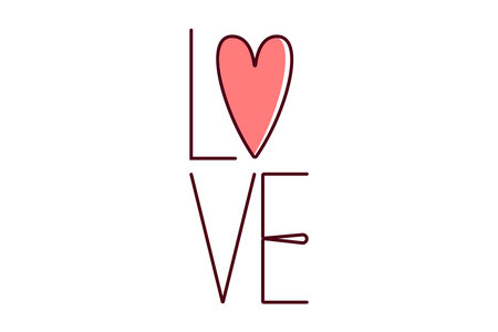 Love word with heart icon. Valentines day concept. Vector illustrationのイラスト素材