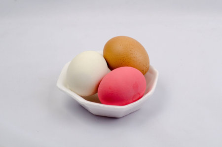 Colored eggs in a container