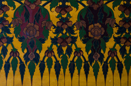 Traditional Thai flower pattern at Wat Pho temple, Bangkok, Thailand.の写真素材