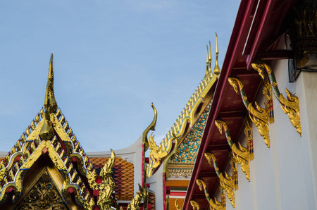 Ornate roof of Wat Pho Temple in Thailand.
