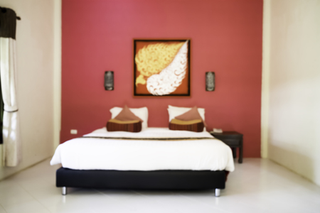 Burred Beautiful and modern home and hotel bedroomの写真素材