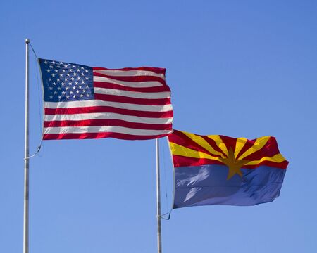 U.S. and Arizona Flagsの写真素材
