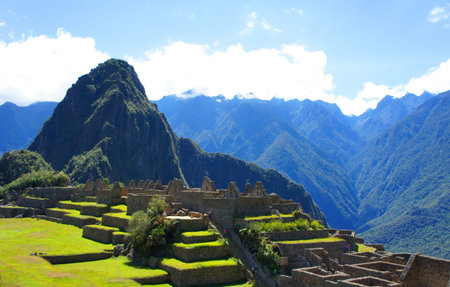 Machu Picchu, site of the ruins of the Incan citadel high in the Andes Mountains in Peru