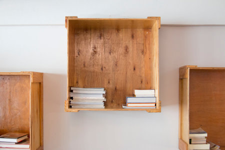 Wooden box for bookshelf.
