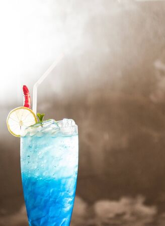 Italian soda on brown background.の写真素材