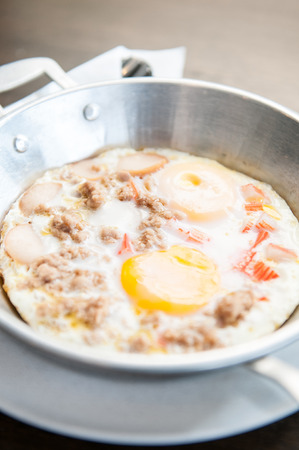 Closeup shot of Indochina Omelette with ground pork.の写真素材