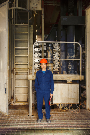 Zinc mine. Portrait of engineer and his workplace.のeditorial素材