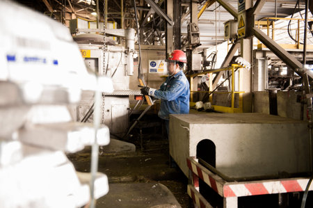 Padaeng industry, Mae Sot, Tak, Thailand February,20 2013 : Zinc mine. engineer control machine in...