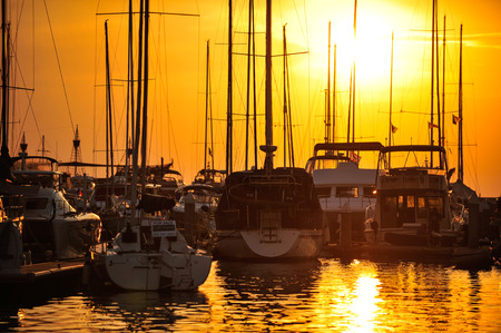 Yacht marina silhouette.のeditorial素材