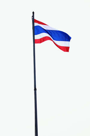 Thai flag pole isolated on whiteの写真素材