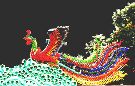 dragon swan on roof of chinese temple
