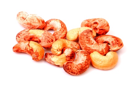 roasted cashew nut on white backgroundの写真素材