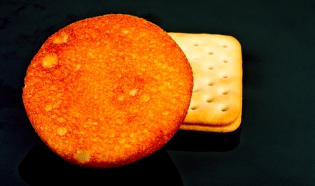 cake in isolated on black backgroundの写真素材