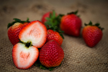 Strawberrys on hemp sheetの写真素材
