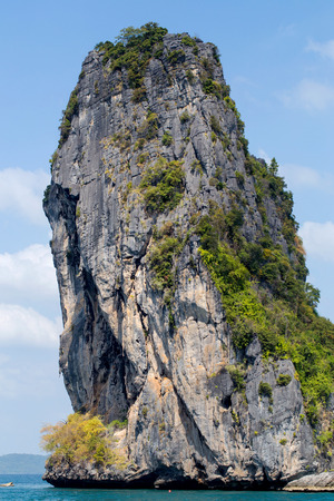 beautiful mountain or island in sea with bright blue  skyの写真素材