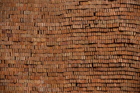 The stack of bricks in construction site is tidy