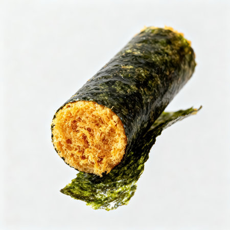 Sushi roll with seaweed on white background. Japanese food.の素材