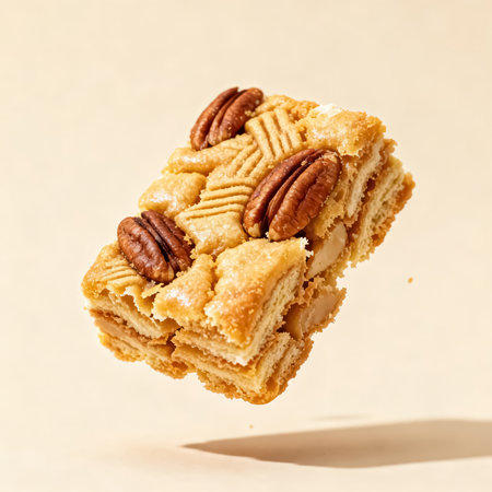 Pecan nut cookies isolated on a white background, square formatの素材