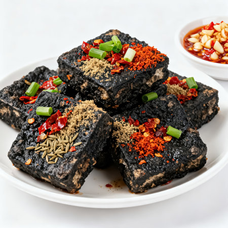 Korean traditional food Chuseok, black bean curd with chili pepperの素材