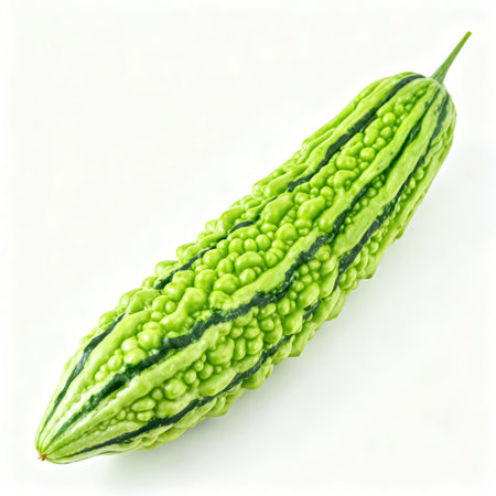 Bitter melon isolated on white background. (Momordica charantia)の素材