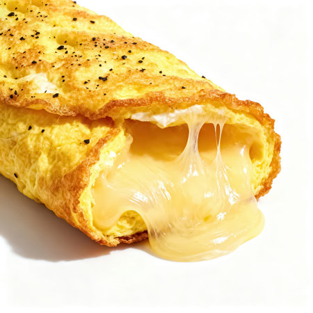 Cheese croissant on a white background, close-upの素材