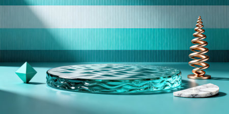 3d render of abstract minimal geometric forms. Glossy luxury podium for your design.の素材