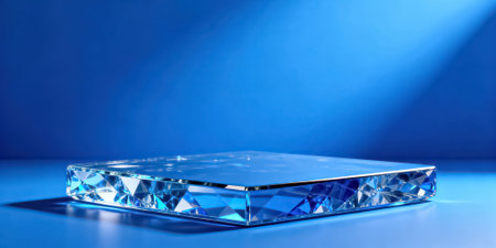 Blue diamond on a blue background. 3d rendering, 3d illustrationの素材