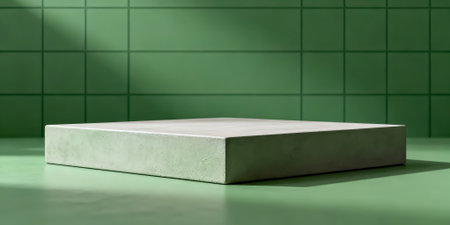 3d rendering of a white pedestal in a green room.の素材