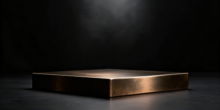 Golden pedestal on black background. 3d rendering, mock upの素材