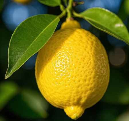 Lemon on the tree in the garden. Selective focus.の素材