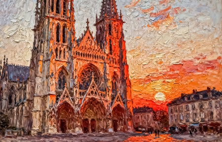 Digital painting of St. Stephen's Cathedral, Vienna, Austria.の素材