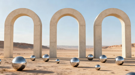 in the middle of the desert rock and stone arches like concept of freedomの素材