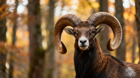 Portrait of a mouflon (Ovis aries).の素材