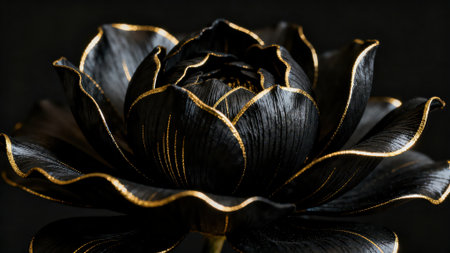 Black lotus flower on black background. Close up of black lotus flower.の素材