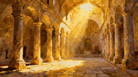 The interior of the Church of the Holy Sepulchre in Jerusalemの素材