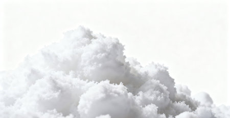 White fluffy cloud on a white background. 3d rendering, 3d illustration.の素材