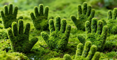 Green moss in the forest. Green moss texture. Green moss backgroundの素材