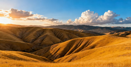 Sunset over the hills in the foothills of the Altai mountainsの素材