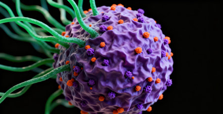 3D illustration of a cancer cell, tumor cells, tumor cellsの素材