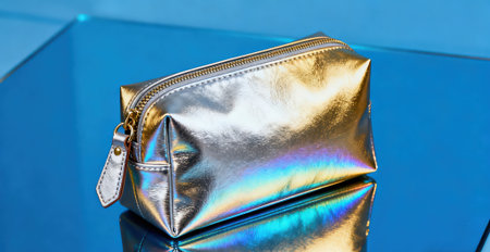 luxury and fashionable women leather clutch bag in store window close upの素材