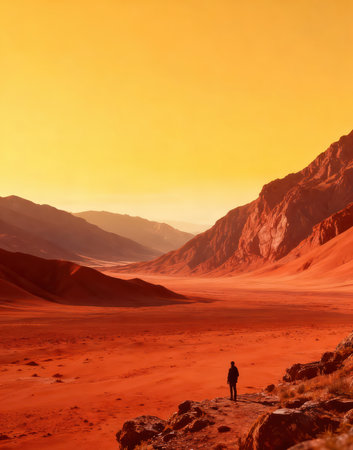 Hiking in the Sinai desert at sunrise, Egypt, Africa.の素材